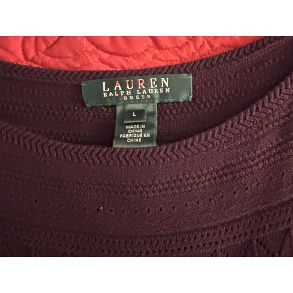 Lauren Ralph Lauren Pointelle Knit Dress Fit & Flare Scandi Girl L - Picture 2 of 4